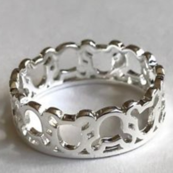 Silver Mickey Mouse Ring Size 7 9  Disney Eternity Ears Disneyana Plated Icon - Picture 7 of 9